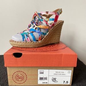 SO Women’s Multi Color Lace Up Espadrilles - Size 7.5